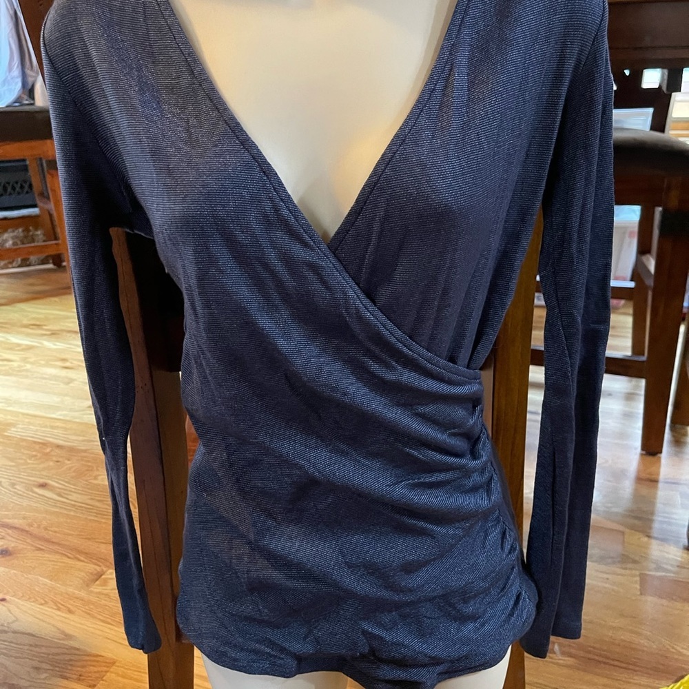 INC wrap shirt blue L